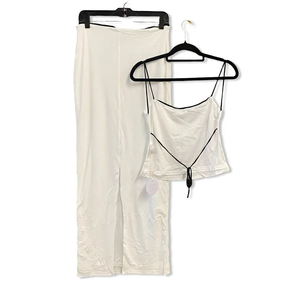 NWT More To Come Koral Maxi Skirt Set White tank stretch Y2K Revolve M - Picture 7 of 11